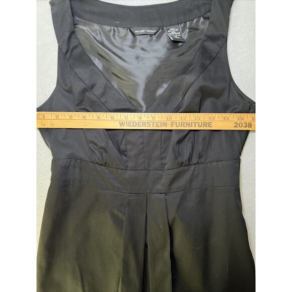 New York and Company Sheath Dress Size 4 Black Cotton Pleated Sleeveless Career - Picture 7 of 11